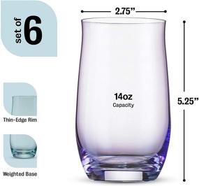 img 1 attached to Premium BENETI Exquisite Highball Colored Drinking Glasses [Set of 6] for Elegant Cocktails and Refreshing Beverages - Heavy Base, 14oz Glass Cups for Juice, Collins Glasses and More!