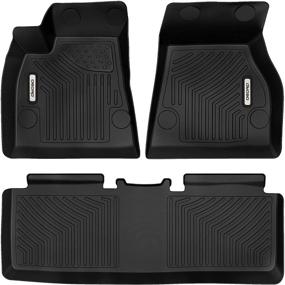 img 4 attached to 🔲 Premium Black TPE Floor Mats for 2015-2021 Tesla Model S - All-Weather Protection with Front, Rear & Full Set Liners by OEDRO