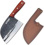 🔪 kitory serbian knife: premium hand forged butcher knife with leather sleeves - ideal for meat cutting & slicing, great gift for a friend логотип