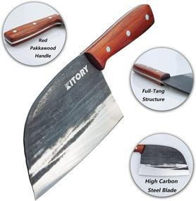 img 2 attached to 🔪 Kitory Serbian Knife: Premium Hand Forged Butcher Knife with Leather Sleeves - Ideal for Meat Cutting & Slicing, Great Gift for a Friend