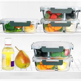 img 1 attached to 🍱 [5-Pack, 36 oz] Glass Meal Prep Containers 3 Compartment with Lids - Food Storage Made Easy