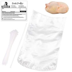 img 4 attached to 🐔 Poultry Shrink Bags: 50Pcs Clear Heat Shrink Bags for Chickens, Rabbits - BPA Free, Freezer Safe with Zip Ties, Labels & Silicone Straw