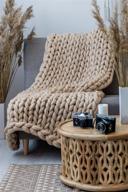 🧶 cozy up with mlmguo knitted throw blanket - handmade chunky knit blanket for sofa, bed, and gifting (camel, 40"x60") логотип