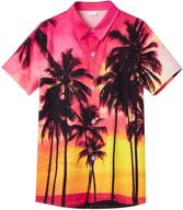 👕 unicomidea little & big boys 3d print hawaiian shirt: aloha button down dress shirt for 2-14 years old: a colorful and stylish wardrobe addition logo