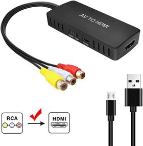 img 1 attached to Преобразователь RCA в HDMI RuiPuo - адаптер Composite в HDMI для поддержки 1080P, совместим с системами PAL/NTSC, подходит для WII, WII U, PS one, PS2, PS3, STB, Xbox, VHS, видеомагнитофонов, Blu-Ray DVD и захвата видеосигнала через HDMI.