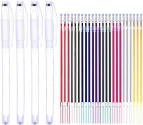 img 4 attached to Water Soluble Disappearing Pen Set - 4 Ink Fabric Marker Pens with 24 Refills | Ideal for Tailor's Chalk Pens, Quilting, DIY Dressmaking, Sewing, and Crafts