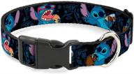 🐶 adjustable buckle-down dog collar with plastic clip: black blue, stitched snacking poses - ideal sizes for small, medium, and large dogs логотип