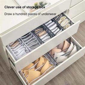 img 2 attached to 👙 Grey EddHomes Foldable Bra Underwear Drawer Organizer Divider - Set of 3 | Storage for Women's Bras, Underwear, and Socks