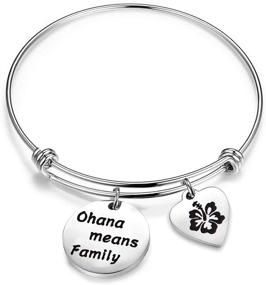 img 4 attached to ENSIANTH Ohana Means Family Bracelet: Hawaiian Hibiscus Flower Jewelry, Perfect Family Member Gift