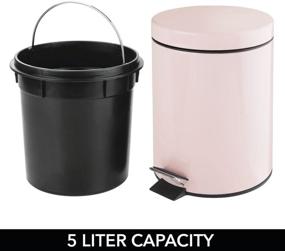 img 1 attached to 🗑️ mDesign 5L Round Small Metal Step Trash Can Wastebasket, Garbage Container Bin - Ideal for Bathroom, Powder Room, Bedroom, Kitchen, Craft Room, Office - Blush Pink Color, Removable Liner Bucket
