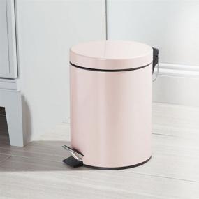 img 3 attached to 🗑️ mDesign 5L Round Small Metal Step Trash Can Wastebasket, Garbage Container Bin - Ideal for Bathroom, Powder Room, Bedroom, Kitchen, Craft Room, Office - Blush Pink Color, Removable Liner Bucket