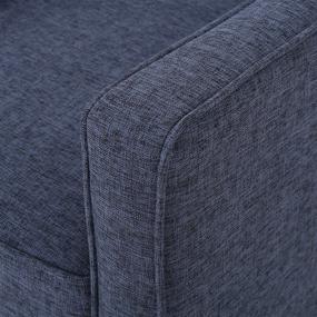 img 1 attached to 🪑 GDFStudio Macedonia Mid-Century Modern Dark Blue Tufted Back Fabric Recliner