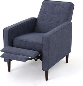 img 4 attached to 🪑 GDFStudio Macedonia Mid-Century Modern Dark Blue Tufted Back Fabric Recliner