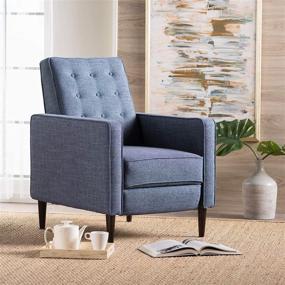 img 3 attached to 🪑 GDFStudio Macedonia Mid-Century Modern Dark Blue Tufted Back Fabric Recliner