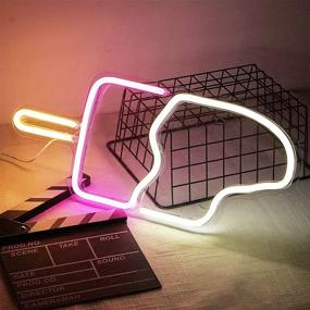 img 1 attached to 🍦 LED Neon Sign Lights - SunKite Ice Cream Neon Wall Art Decor for Bedroom, Home, Bars, Cafes, Party - USB Powered Novel Night Neon Lamps - Perfect for Christmas, Holiday Decorations