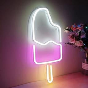 img 2 attached to 🍦 LED Neon Sign Lights - SunKite Ice Cream Neon Wall Art Decor for Bedroom, Home, Bars, Cafes, Party - USB Powered Novel Night Neon Lamps - Perfect for Christmas, Holiday Decorations