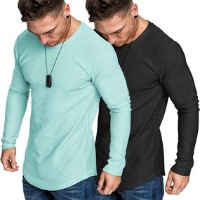 img 4 attached to COOFANDY Men's 2 Pack Muscle Fitted T-Shirt: Gym Workout Athletic Long Sleeves Tee - Performance and Style Combined