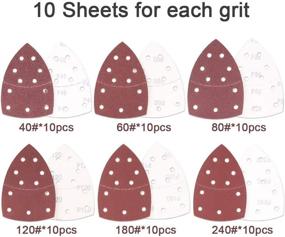 img 1 attached to 60-Pack Sanding Sheets, Hook and Loop Mouse Sander Pads Assorted Grits (40/60/80/120/180/240), Compatible with Multi-Sanders - All Grit Grades, Coarse to Fine