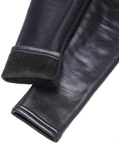 img 1 attached to Cozy and Stylish: Swtddy Kids Winter Warm Leggings - Stretch Girls Faux Leather Fleece Pants