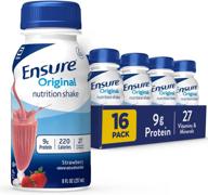 🍓 ensure original nutrition shake, small meal replacement shake, supports immune system health, strawberry, 8 fl oz, 16 count logo