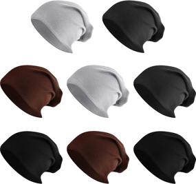 img 4 attached to 🧢 SATINIOR 8 Pieces: Stylish Thin Knit Slouchy Beanie Hats for a Trendy Hip-hop Look!