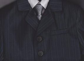 img 1 attached to 👔 Classic 5 Piece Dark Gray Pin-Striped Suit with Silver Tie: Timeless Elegance