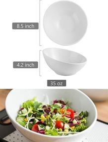 img 3 attached to 🍽️ Elegant Porcelain Salad Serving Bowls with Angled Design – Perfect for Presenting your Favorite Dishes