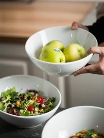 img 1 attached to 🍽️ Elegant Porcelain Salad Serving Bowls with Angled Design – Perfect for Presenting your Favorite Dishes