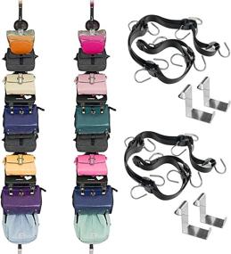 img 4 attached to 👜 Hanging Purse Organizer Rack Holder for Door Hooks - Handbags Closet Door Storage (Fits 1.35"-1.55" Door Thickness) - Black, 2-Pack - Holds Up to 20 Purses