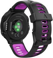 💜 moko мягкий силиконовый ремешок для часов - совместим с garmin forerunner 735xt/220/230/235/235 lite/620/630/approach s20/s6/s5 - регулируемый заменяемый спортивный ремешок в черно-малиновом цвете. логотип