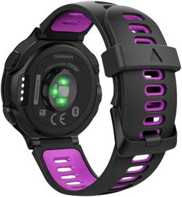 img 4 attached to 💜 MoKo мягкий силиконовый ремешок для часов - совместим с Garmin Forerunner 735XT/220/230/235/235 Lite/620/630/Approach S20/S6/S5 - регулируемый заменяемый спортивный ремешок в черно-малиновом цвете.