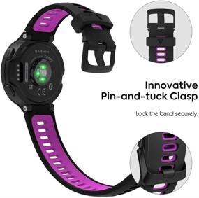 img 1 attached to 💜 MoKo мягкий силиконовый ремешок для часов - совместим с Garmin Forerunner 735XT/220/230/235/235 Lite/620/630/Approach S20/S6/S5 - регулируемый заменяемый спортивный ремешок в черно-малиновом цвете.