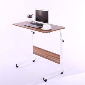 img 4 attached to 🖥️ Fancasa Teak Laptop Cart: Movable 31.5" Mobile Table with Adjustable Height and Wheels