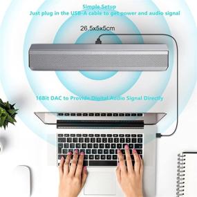 img 1 attached to 🔊 Sanyun SW010 Computer Speakers - Bluetooth 5.0, USB Powered Mini Sound Bar with Built-in 16-bit DAC for PC/Laptop/Tablet/Desktop/Smartphone - Silver