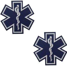 img 4 attached to Высокая видимость 2 шт Reflective Medic патчи для EMT EMS парамедиков - 2,76-дюймовые вышитые тканевые патчи с удобной застежкой-петлей Звезда жизни