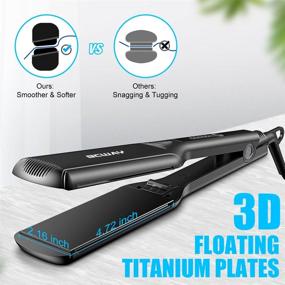 img 1 attached to Bcway Extra-Large Floating Titanium Hair Straightener - 2.16'' Flat Iron for All Hair Types, 30s Instant Heating & 5 Adjustable Temperatures - Professional Anti-Static Straightening Iron