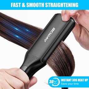 img 3 attached to Bcway Extra-Large Floating Titanium Hair Straightener - 2.16'' Flat Iron for All Hair Types, 30s Instant Heating & 5 Adjustable Temperatures - Professional Anti-Static Straightening Iron