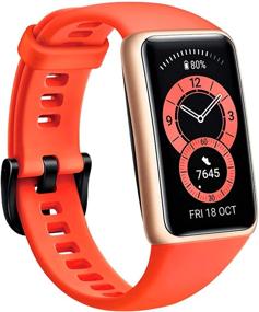 img 2 attached to Global Version HUAWEI Band 6 Fitness Tracker Smartwatch for Men and Women, 1.47’’ AMOLED Color Screen, All-Day SpO2 and Heart Rate Monitoring, 2-Week Battery Life, 5ATM Waterproof - Orange