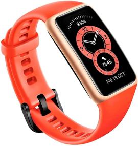 img 1 attached to Global Version HUAWEI Band 6 Fitness Tracker Smartwatch for Men and Women, 1.47’’ AMOLED Color Screen, All-Day SpO2 and Heart Rate Monitoring, 2-Week Battery Life, 5ATM Waterproof - Orange