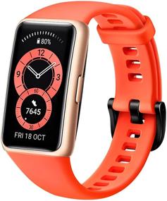 img 4 attached to Global Version HUAWEI Band 6 Fitness Tracker Smartwatch for Men and Women, 1.47’’ AMOLED Color Screen, All-Day SpO2 and Heart Rate Monitoring, 2-Week Battery Life, 5ATM Waterproof - Orange