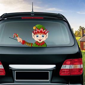 img 3 attached to MIYSNEIRN Christmas Rear Wiper Decals: Short Hat Elf Smile Waving Arm - 3D Animated Waterproof Vinyl Car Sticker