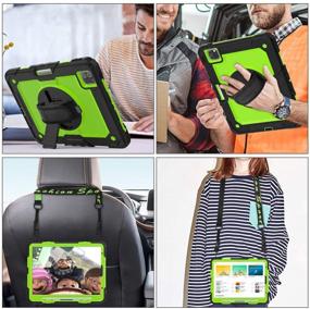 img 1 attached to 📱 SEYMAC Full-Body Shock Proof Protective Case for iPad Pro 11 2021/2020 with 360 Rotating Stand Hand Strap, Screen Protector, Pencil Holder - Green+Black