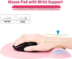 img 3 attached to Ergonomic Gaming Mouse Pad for Laptop at Internet Cafe, Home & Office - Non-Slip Silicone Base & Wrist Support Gel Rest - Pink MP04PN