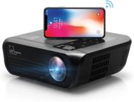 tvy portable wifi video projector, native 1080p hd led movie projector with 5000 lumens and 200'' display. wireless smartphone synchronization, airplay miracast support. hdmi, usb, av compatible (black) logo