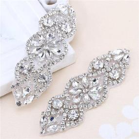 img 3 attached to 💎 Exquisite 2 PCS Bridal Wedding Applique: Sparkling Silver Crystals, Rhinestones & Beaded Accents for Women's Gown, Evening Prom Clothes