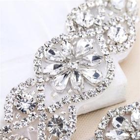 img 2 attached to 💎 Exquisite 2 PCS Bridal Wedding Applique: Sparkling Silver Crystals, Rhinestones & Beaded Accents for Women's Gown, Evening Prom Clothes