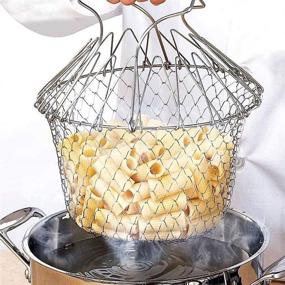 img 3 attached to Multi-Function Foldable Fry Basket: Versatile Stainless Steel Cook 🍳 Tool for Poaching, Boiling, Deep Frying, Fruit and Vegetable Rinsing/Washing