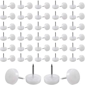 img 4 attached to 🪑 Pack of 100 White Nylon Slider Glides for Chair and Table Legs, Furniture Feet with Nail Protectors, 18mm Nail Pads for Chair Legs, Nylon Chair Glides