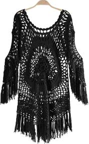 img 3 attached to CUPSHE Womens Fringe Sleeve Crochet Women's Clothing