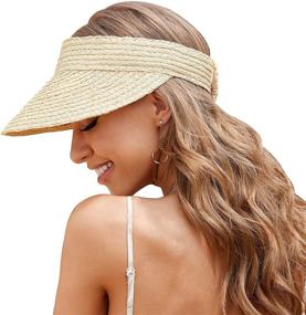 img 4 attached to 👒 Stylish Straw Hats for Women - Beach Essentials: Visor Hats, Sun Hats & More!